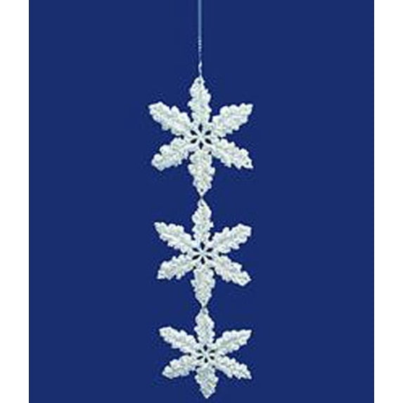 Seasons of Elegance Silver Glitter Snowflake Dangle Christmas Ornament 7.5"