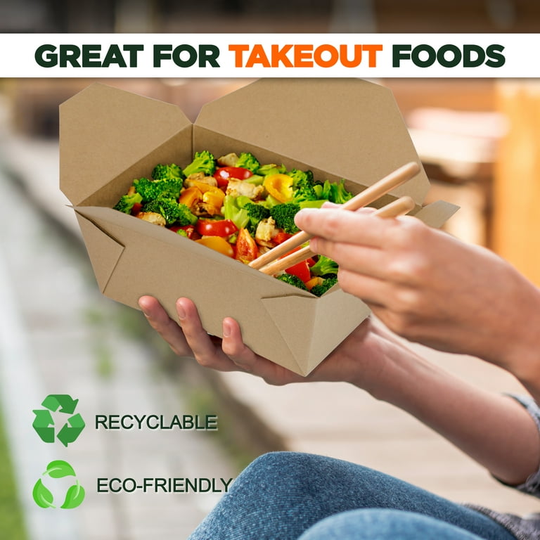 Takeout Food Containers 8 Oz Microwaveable Kraft Brown Paper Mini