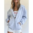 thumbnail image 4 of Womens Zip Up Hoodies Oversized Sweatshirts Fall School Fashion Outfits Casual Jackets Winter Clothes Light Gray XXXL, 4 of 9