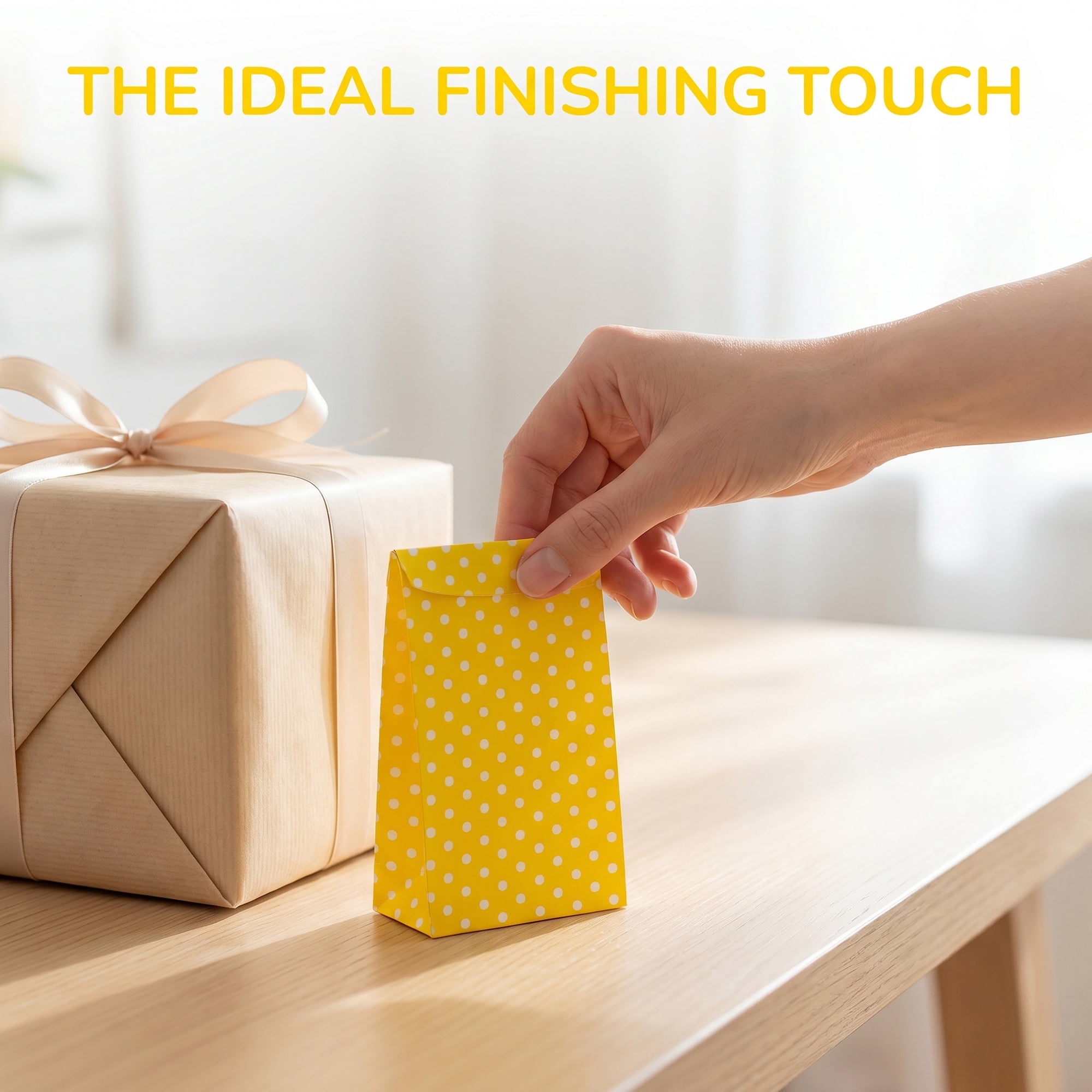 Unique Bargains 6Pcs Elegant Mini Gift Bags for Everyday Use Yellow 3.1" x 5.1"