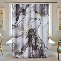 Black Gold Marble Shower Curtain Set, Abstract Marbled Shower Curtains for Bathroom Décor with 12 Metal Hooks, Luxury Modern Waterproof Bath Accessories, 72 x 72