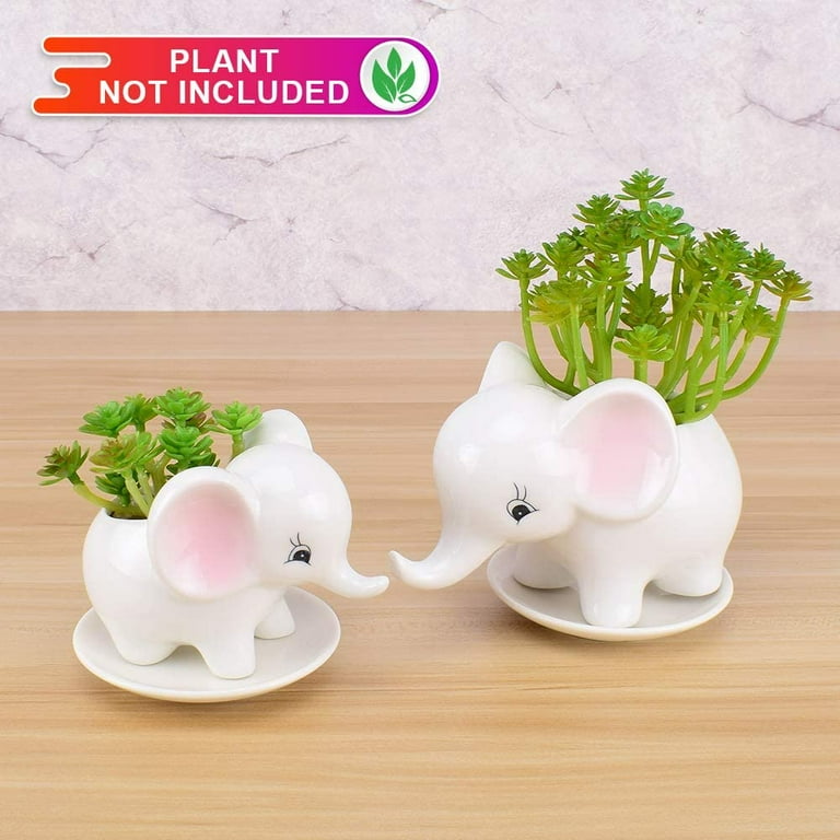 Succulent Pots - 2PCS Elephant Flower Pots Mother Elephant with Baby Elephant Ceramic Succulent Planter Plant Window Boxes with Tray for Indoor Outdoor Cactus Succulent Plant Succulent Pots - 2PCS Elephant Flower Pots Mother Elephant with Baby Elephant Ceramic Succulent Planter Plant Window Boxes with Tray for Indoor Outdoor Cactus Succulent Plant