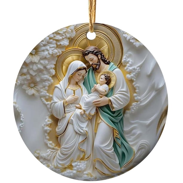 Adorno navideño con la bendición del nacimiento de Jesús, adorno para la escena de la natividad, decoración cristiana colgante para el árbol de Navidad, espejo retrovisor del coche.