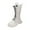 White, variant on YAYUBA Girls Lace Up Leather Boots Side Zipper Chunky Lug Sole Mid Calf Boots Fashion Versatile Knee Length Combat Shoes Size 1.5,White
