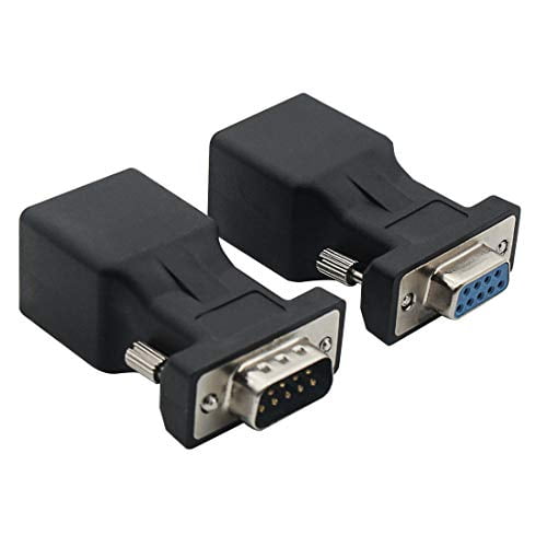 Adaptateur Convertisseur d'Extension VGA Cat5/Cat6/RJ45, DB9 Câble Réseau VGA 9 Broches Mâle vers RJ45 Femelle Lot de 2