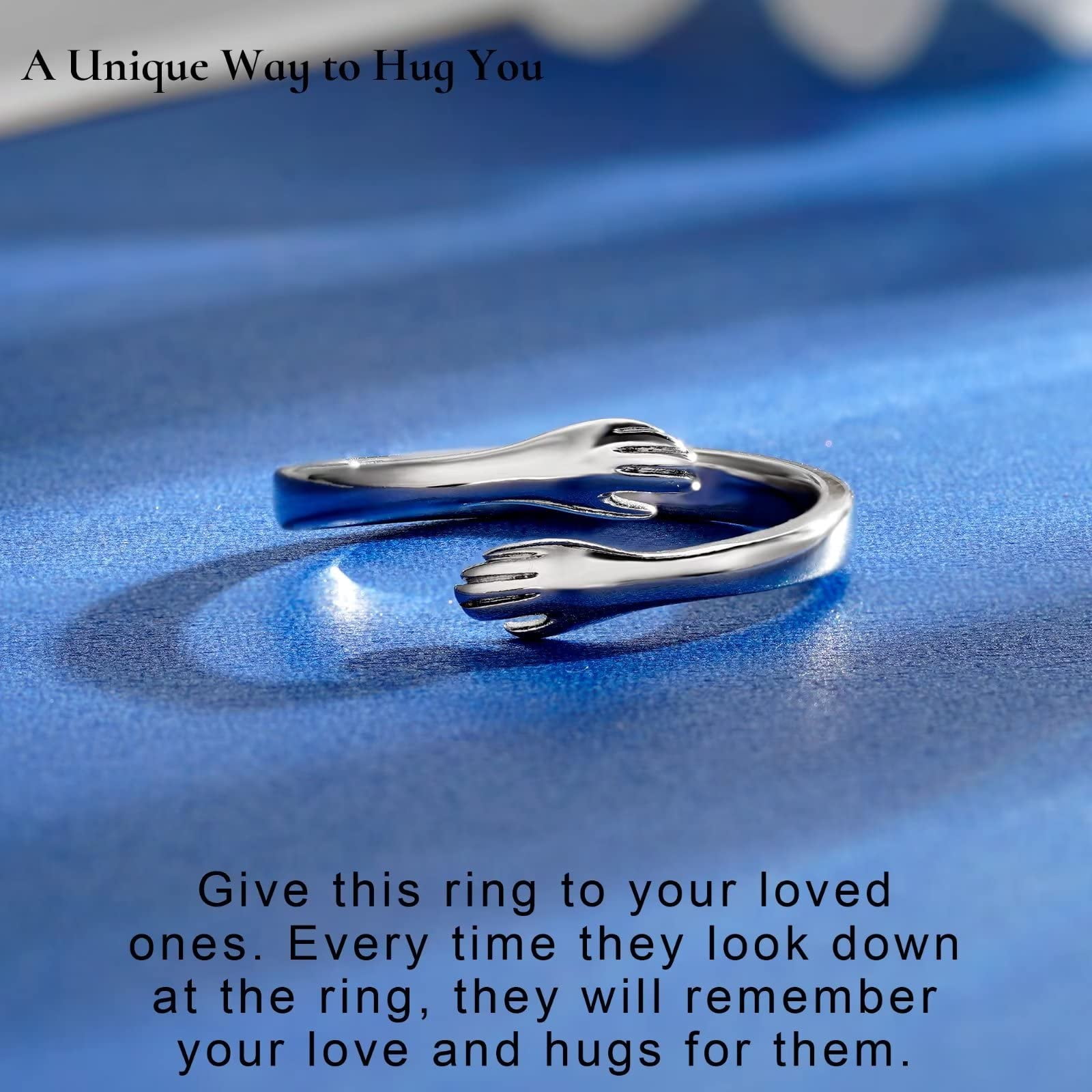 Turandoss S925 Sterling Silver Hug Promise Ring for Wife Her Jewelry Trend Mothers Day Birthday Gifts for Women Girlfriend Teenage Teen Girls