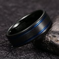 thumbnail image 4 of 8mm Men's Black Brushed Tungsten Ring Wedding Band with Double Blue Grooves Size 7-12, 4 of 5