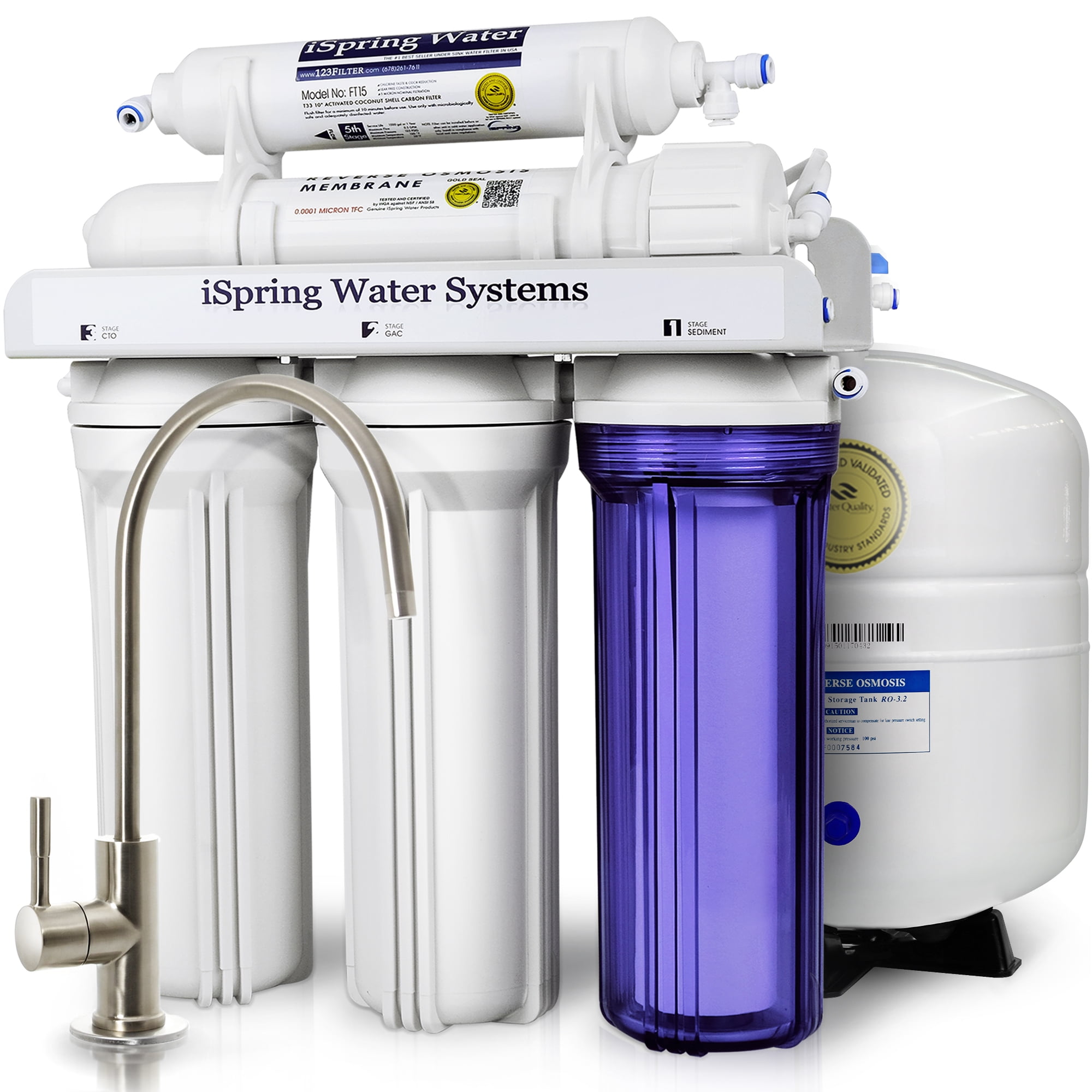 ISpring Reverse Osmosis Drinking Water Filter System 75GPD WQA