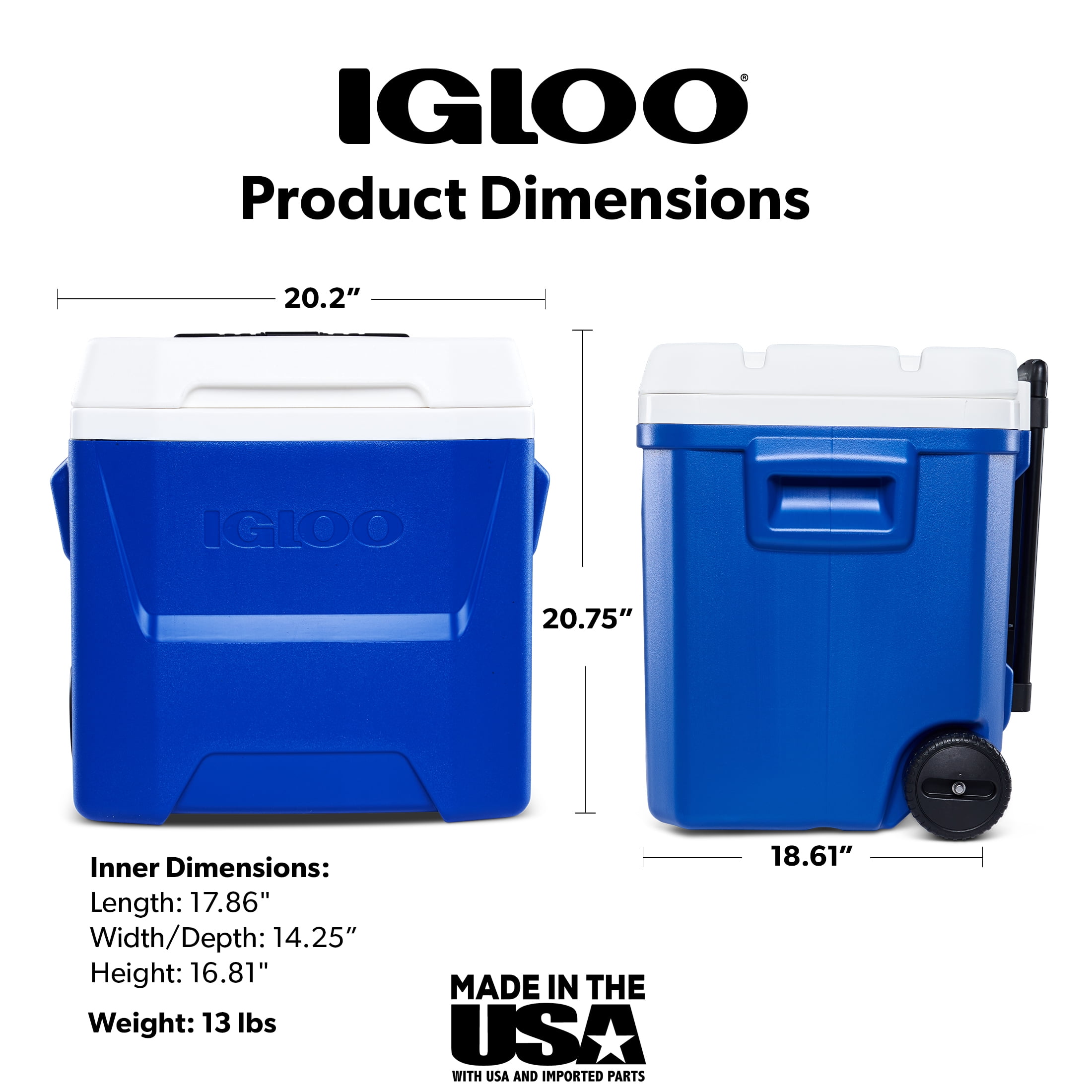 Igloo 60 QT Laguna Ice Chest Cooler with Wheels, Blue