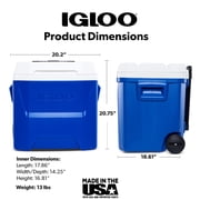 Igloo 60 QT Laguna Ice Chest Cooler with Wheels, Blue