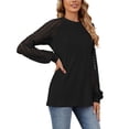 thumbnail image 2 of TEMOFON Womens Long Sleeve Tops Business crew neck Blouses 2024 Casual tunic shirts Lace Work Shirts Fall Clothes Black, 2 of 4