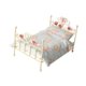thumbnail image 4 of Cama de casa de muñecas a escala 1:12, muebles de casa de muñecas, cama de hierro, dormitorio, microjuego de simulación Patrón floral azul, 4 of 9