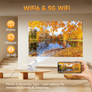 Magcubic Mini Projector 8K 1080P Support with WiFi 6 & BT 5.4 290 ANSI Brightness, Auto Keystone, 180 Degree Rotation, Portable Projector for Home Theater & Outdoor Movies HY300Pro White