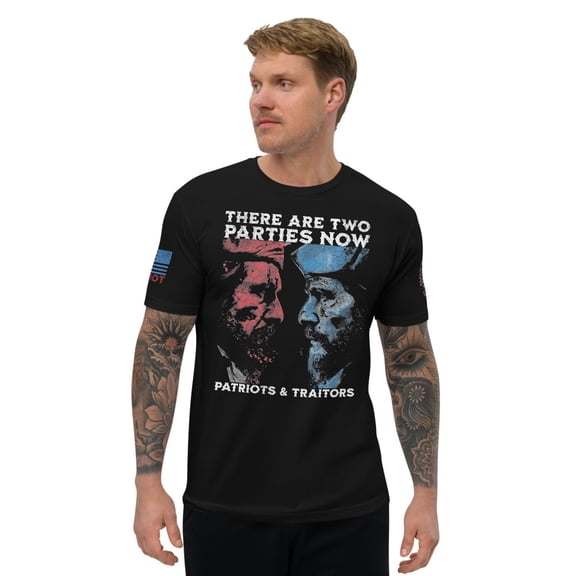 PATRIOTS & TRAITORS - MEN Fitted T-shirt (Black, XS)