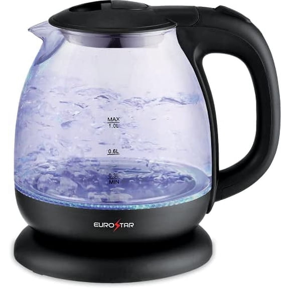 EUROSTAR EKG100BK 1.0L Glass Electric Kettle, Black