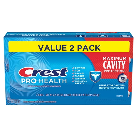 Crest Prohealth Maximum Cavity Protection Toothpaste, Mint, 4.3oz 2 Count