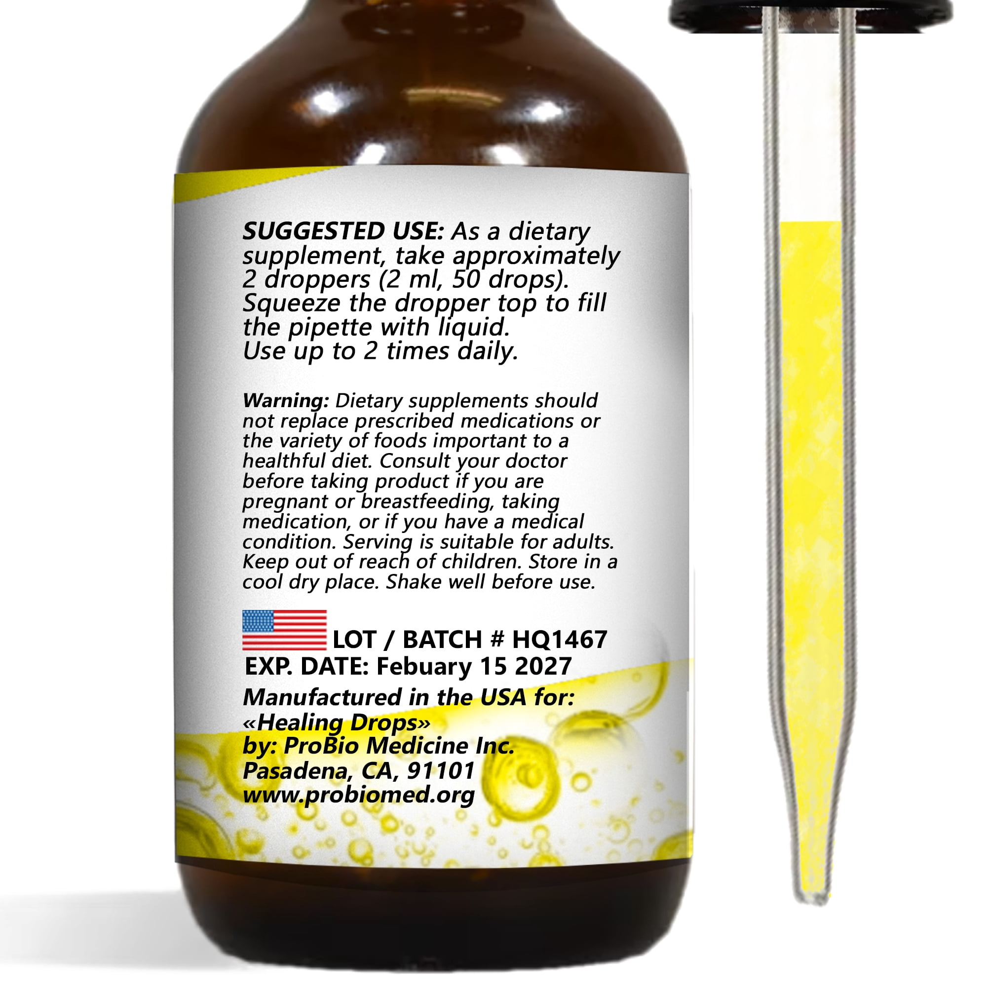 Healing Drops Liquid Quercetin - Natural Immune Support & Respiratory Benefits - Vegan & Gluten-Free Quercetin Supplement for Enhanced Absorption - 2oz (60ml)