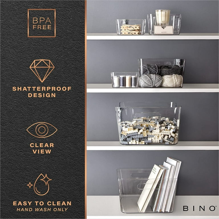BINO | Plastic Organizer Bins, X-Small - 4 Pack | THE SOHO COLLECTION |  Multi-Use Organizer Bins | Pantry Organizer & Freezer Organizer Bins |  Plastic