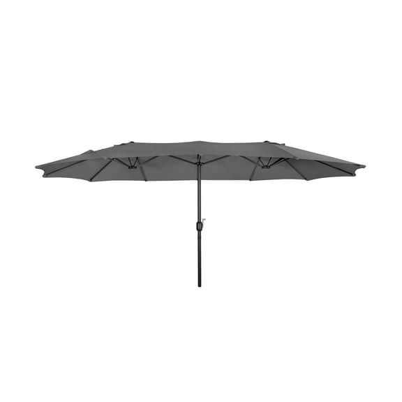 Polytrends Johnn 15-foot Double-Sided Outdoor Offset Patio Twin Umbrella Gray 15ft