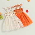 thumbnail image 5 of Douhoow Kids Baby Girl Halloween Dress Tie-up Sleeveless Pumpkin Print Tulle A-line Dress, 5 of 8