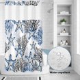 thumbnail image 2 of No Hook Shower Curtain, Coastal Blue Coral Shower Curtains for Bathroom with See Through Top Window, Summer Ocean Starfish Nautical Vintage Waterproof & Washable Bath Curtain Stand Up Stall 36"x72", 2 of 9