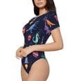 thumbnail image 2 of Naloa Space Dinosaur Women's Short-Sleeved Onesie, One-Piece Swimsuit for Parties, dates, clubs - X-Large, 2 of 9