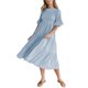 thumbnail image 1 of VISgogo, vestido Midi informal de verano para mujer, vestido fruncido de manga corta acampanado de Color sólido, vestido holgado acampanado a la moda VISgogo moda, 1 of 6