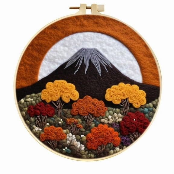Volcano Needle Felting Set, Beginner Felt Painting Set, With Wool Felt Painting Set, Decorative Frame, Suitable for Home Decoration