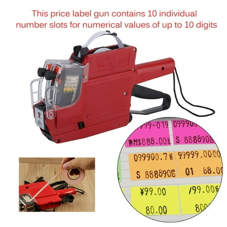 MX-6600 10 Digits 2 Lines Handheld Price Labeller Tag Gun Labeler Label Pricing Gun With 5 Rolls White Tags Sticker