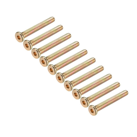 M8x60mm Furniture Screw Hex Socket Machine Screws Zinc Plated Fasteners Bolts Full Thread Carbon Steel 15 Pcs