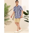 thumbnail image 4 of INSPIRE CHIC Camisa a rayas para hombre, manga corta, color block, con botones, playera de playa Azul marino S, 4 of 6