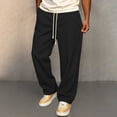 thumbnail image 2 of Men's Elastic Waist Golf Pants, Business Casual Relaxed Fit Straight Leg Trousers, Drawstring Chino Pants for office & Golf Big and Tall Size S-3XL Black, 2 of 6