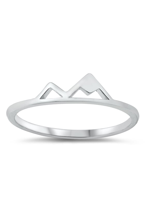 Geometric Cutout Mountain Ring .925 Sterling Silver Band Jewelry Female Male Unisex Size 7
