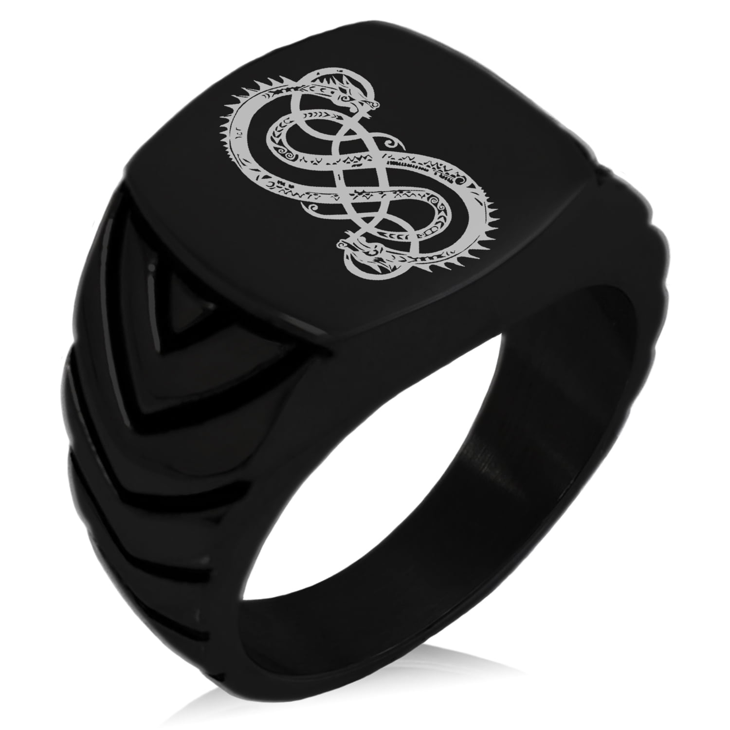 Stainless Steel God of Mischief Loki Viking Norse Chevron Pattern Biker ...