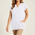 thumbnail image 7 of TGSLY Women's V Neck Tunic Tops Dressy Casual Short Sleeve Solid Color Shirts Relaxed A-Line Fit Curved Hem Blouses with Side Pockets XXXXXL, 7 of 7