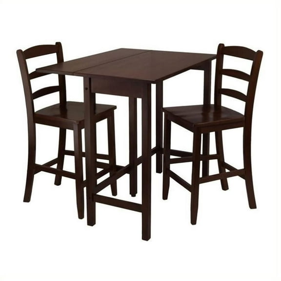 Kingfisher Lane 3-Piece Transitional Solid Wood Dining Set in Antique Walnut