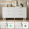 thumbnail image 4 of Laintene Boho Bedroom Set of 4 - 6 Drawer Dresser, 5 Drawer Vertical Dresser & 2 Nightstands with Drawer & USB Charging, Fluted Wooden Storage for Modern Bedroom, White, 4 of 15
