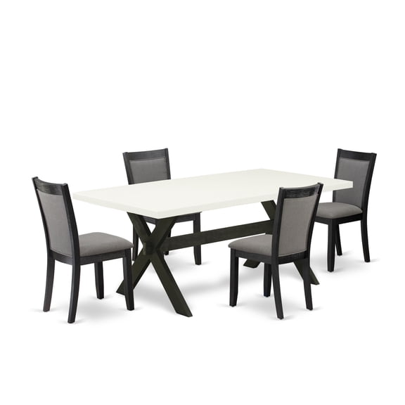 X627MZ650-5 5Pc Dining Set - Rectangular Table and 4 Parson Chairs - Multi-Color Color