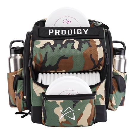 Prodigy Disc BP-1 V3 Disc Golf Backpack | Frisbee Golf Bag with 30+ Disc Capacity | Pro Quality Disc Golf Bag Backpack | Tear and Water Resistant | Tons of Storage | Large Disc Golf Bag (Green Camo)