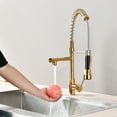 thumbnail image 4 of Izzovium Commercial Pull Down Kitchen Sink Faucet Single Handle, 20.47" High Arc Stainless Steel Faucet with Pot Filler, Polished Golden, 1.8GPM Flow Rate, 4 of 10
