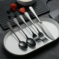thumbnail image 5 of ReaNea 40 Piece Black Silverware Set Stainless Steel Titanium Black Plating Flatware Set, Spoons and Forks Cutlery Set Service for 8, 5 of 7