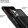 thumbnail image 4 of Compatible with iPhone 12 Pro Max Case 5G Wallet 4-Card ID Slot Credit Card Holder Flip Hidden Pocket Dual Layer Hybrid TPU Bumper Armor Protective Hard Shell Back Cover Black, 4 of 6