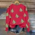 thumbnail image 2 of Lorytime Crew Neck Sweatshirts Women Christmas Tree Print Shirt Long Sleeve Pullover Drop Shoulder Tops for Holiday, 2 of 5