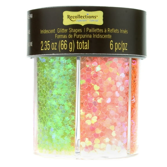 Recollections Signature Iridescent Shapes Glitter Caddy, 12 Pack