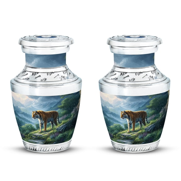 Yatskia Mountain Tiger Little Memorial Urns for Adult Ashes Mother and Father, Small Cremation Urn for Human Ashes, (Tasty Pack of 2, 3 Inch)