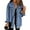 Blue, variant on Weardear Women's Denim Jackets Long Sleeve Button Down Casual Frayed Hem Shacket Jean Jacket