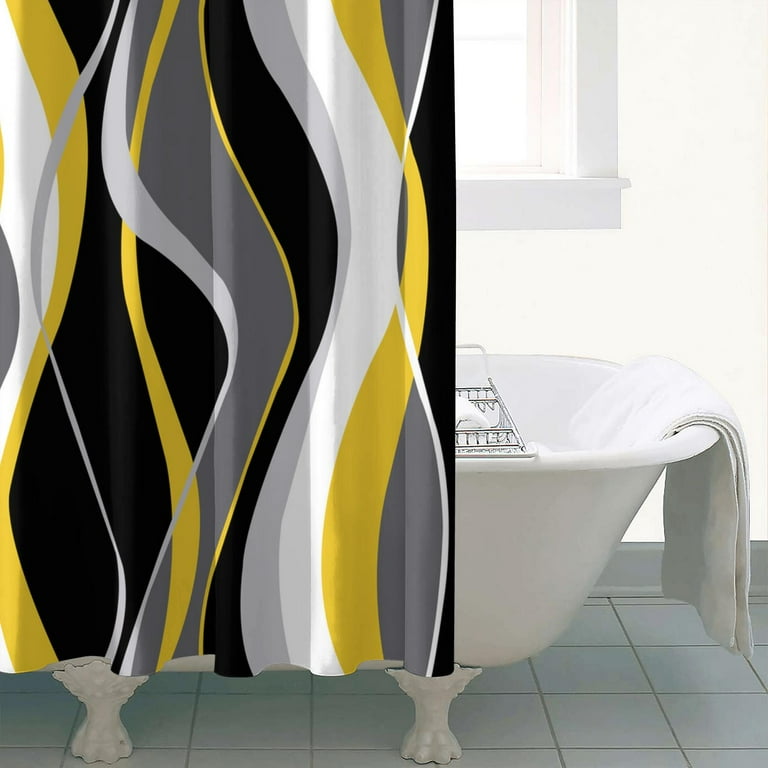 Black and Yellow Shower Curtain, Abstract Modern Grey and Yellow Bathroom  Decor Accessories Shower Curtain Set with Hooks, 72x72 - Walmart.com, image size:768x768