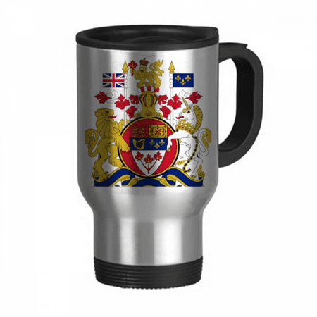 

Canada National Emblem Country Travel Mug Flip Lid Stainless Steel Cup Car Tumbler Thermos