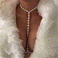 thumbnail image 2 of Artificial Pearls Chest Chain for Party Adult Women Body Chain Choker Necklace All Matching Body Jewelry for Formal Event, 2 of 4