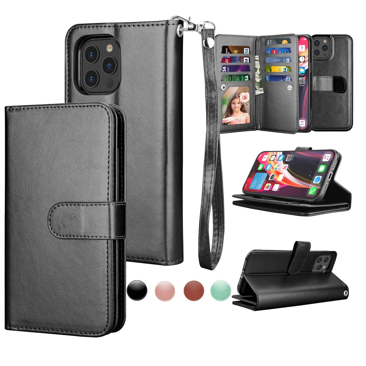 Flip Case for iPhone 11 Pro Max Compatible with iPhone 11 Pro Max black PU Leather Cover